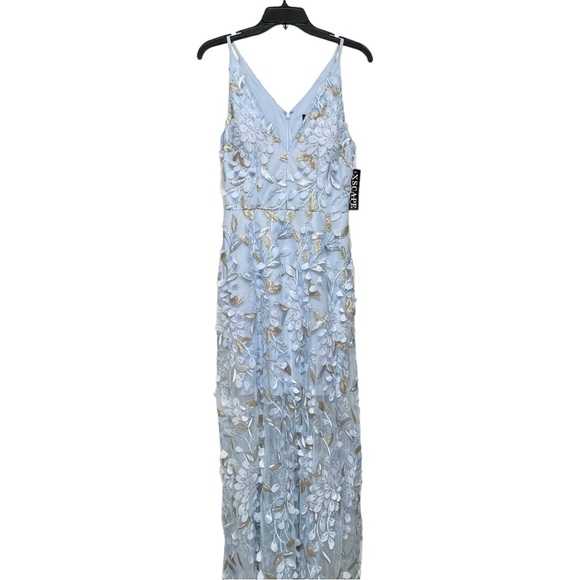 XSCAPE Embroidered Long Evening Dress  in Light Blue Size 4 - Picture 8 of 9